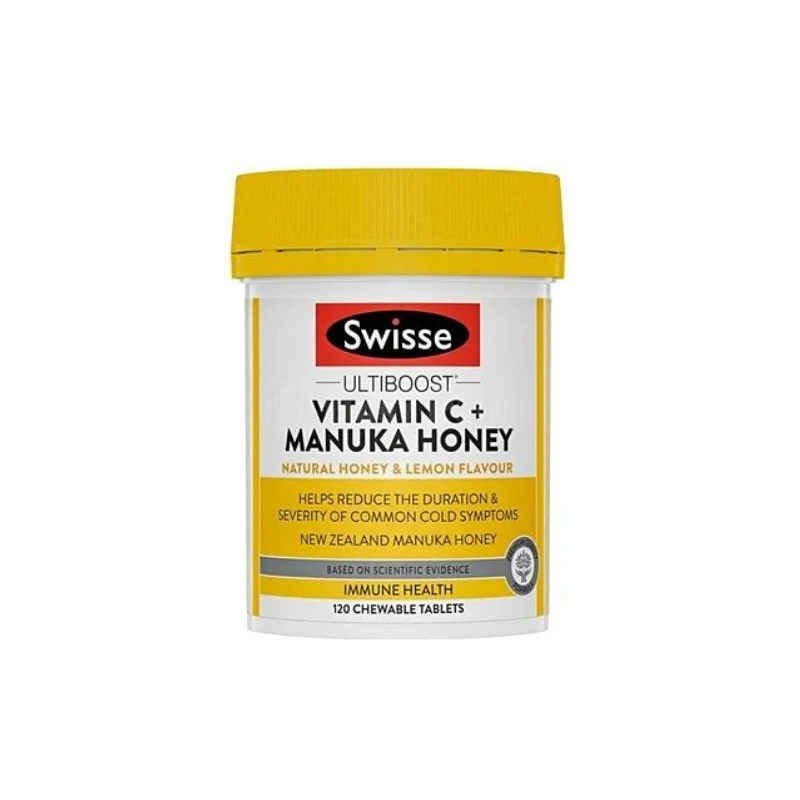 [Self-operated] Australian SWISSE Manuka Honey VC chewable tablets 120 tablets/bottle High-concentration vitamin C tablets to prevent colds VC enhances resistance and improves immunity