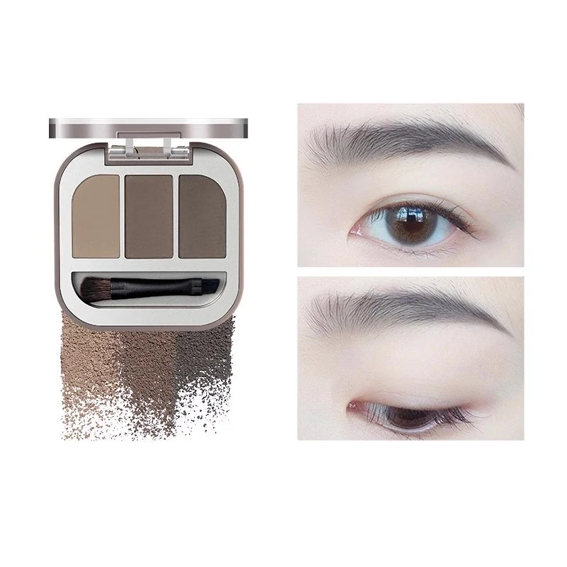 【Self-operated】China Judydoll Orange Flower Three-dimensional Modeling Three-color Eyebrow Powder #03 Gray Brown 2.7g Natural Color Long-lasting Waterproof and Non-fading
