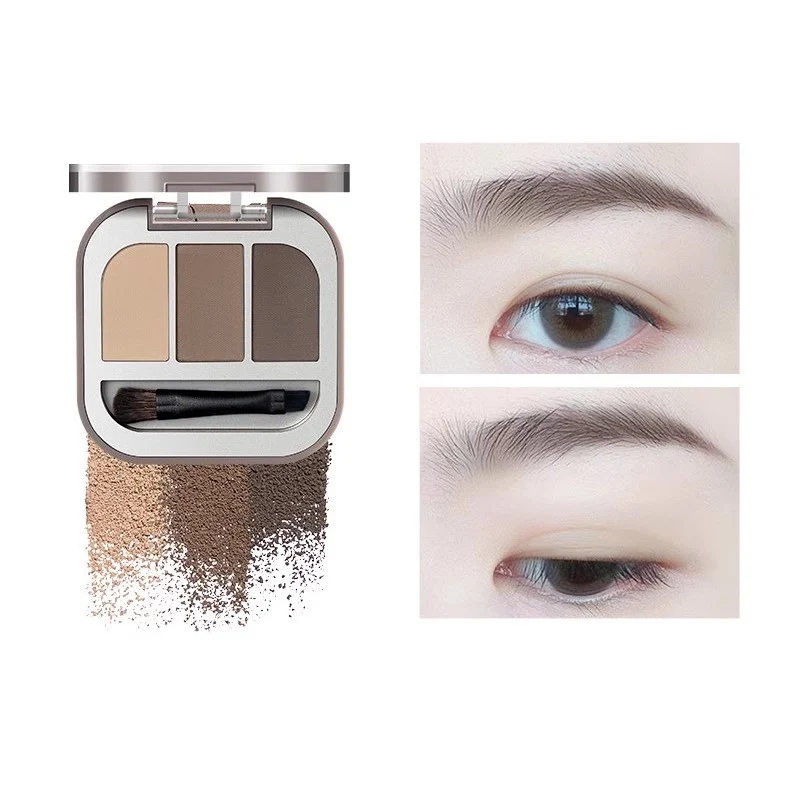 【Self-operated】China Judydoll Orange Flower Three-dimensional Modeling Three-color Eyebrow Powder #02 Dark Brown 2.7g Natural color, long-lasting, waterproof and non-fading