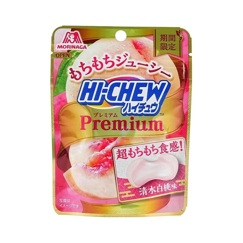 [Self-operated] Japan MORINAGA Morinaga Japanese local version HI-CHEW fruit juice gummy candy limited time Shimizu white peach flavor gummy candy 35g QQ bouncy fruit flavored candy children's snacks