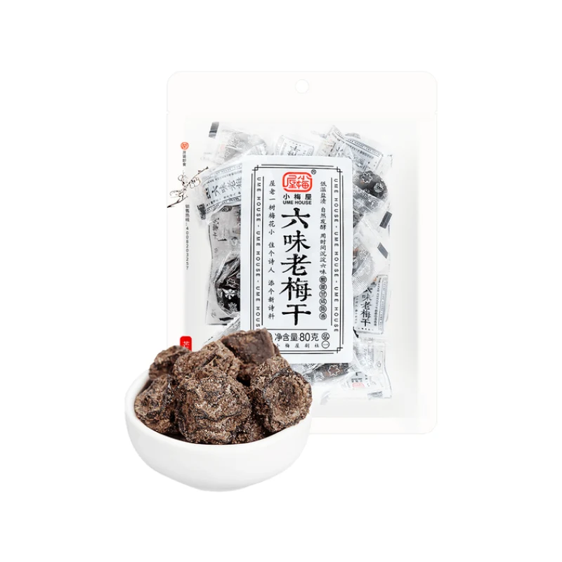 [Self-operated] China UME HOUSE Xiaomeiwu six flavors of old plums 80g sweet and sour candied plums dried fruit candied fruit office snacks small snacks for pregnant women