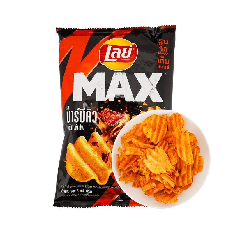 [Self-operated] Pepsi LAY'S potato chips Thailand limited edition MAX potato chips spicy grilled flavor 44g/bag snacks puffed food
