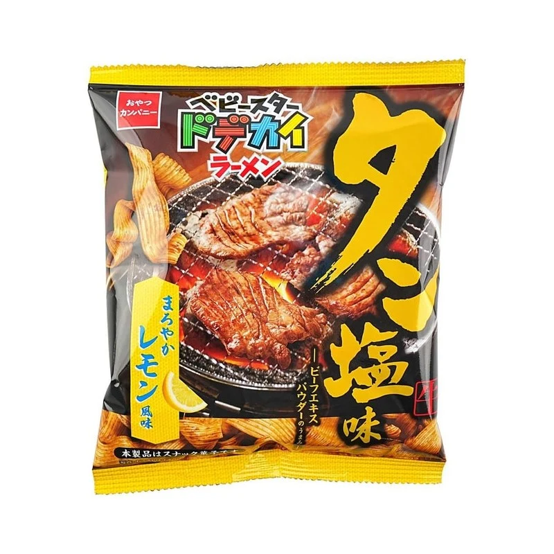 [Self-operated] Japanese BABYSTAR Beibeixing snack noodles, crispy wide noodles, charcoal grilled beef tongue lemon flavor 62g, childhood memories, instant snacks, crispy and delicious, must-have for watching TV series