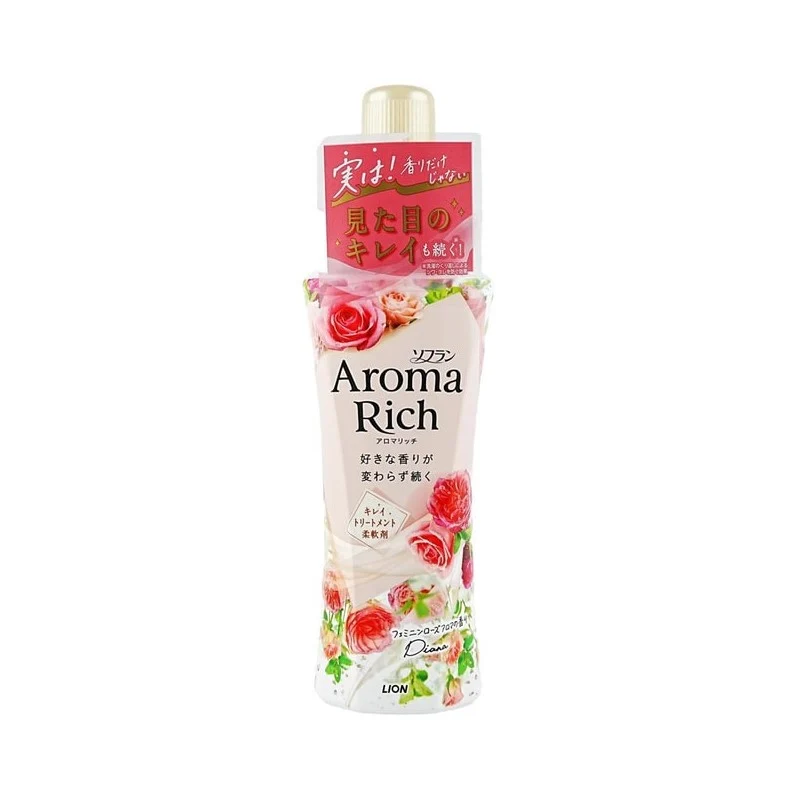 [Self-operated] Japan LION Soflan Aroma Rich fabric perfume softener #Diana elegant rose fragrance 480ml anti-static anti-wrinkle antibacterial floral fragrance long-lasting