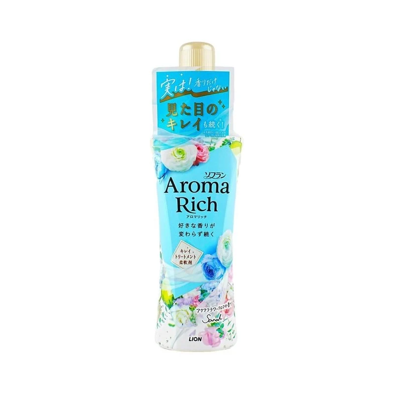 [Self-operated] Japan LION Soflan Aroma Rich fabric perfume softener #Sarah water flower fragrance 480ml anti-static anti-wrinkle antibacterial floral fragrance lasting