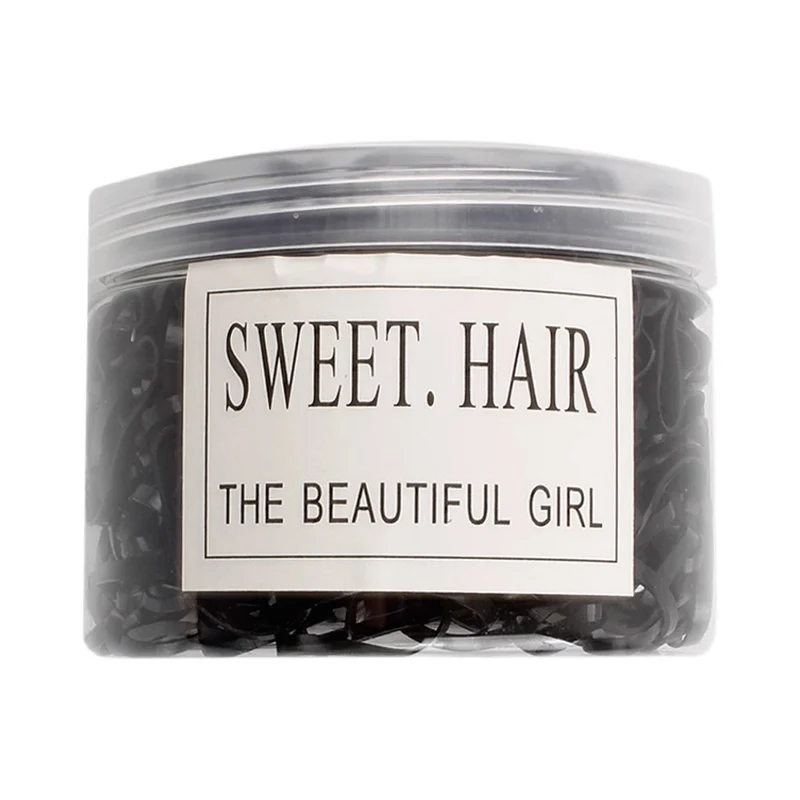 [Self-operated] China Sweet Hair Black Rubber Band 1 Box Girls Disposable Rubber Band No Damage to Hair Children's Hair Tie Hairband Princess Hairband Hair Ring Leather Case Leather Ring Headdress