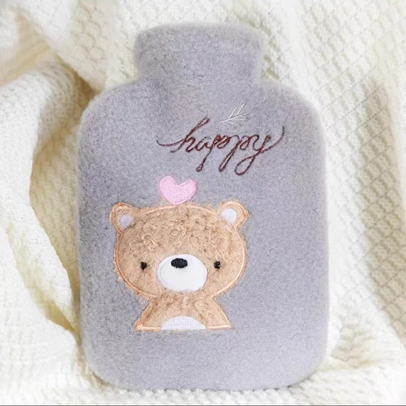 【Self-operated】China Everest Super Soft Hot Water Bottle Animal Series Gray Bear 500ml Water-filled warm hands and belly warming uterus dysmenorrhea girls must-have physiological pain relief artifact long-lasting heat preservation cost-effective