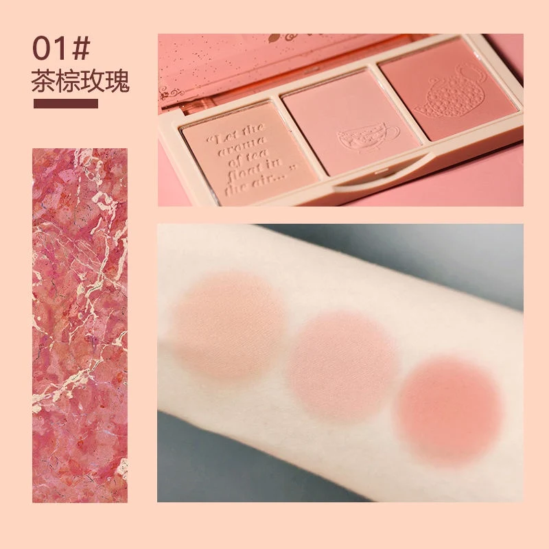 [Self-operated] China HOLD LIVE Secret Garden Three-color Blush #101 Tea Brown Rose 11.4g Contouring Peach Matte Brightens Naturally Modifies Skin Tone