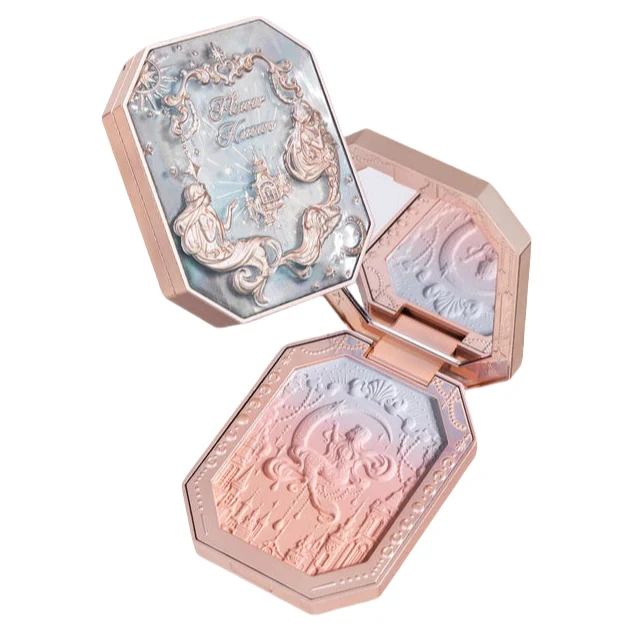 【Self-operated】China Flower Knows Moonlight Mermaid Series Gem Blush Three-color Gradient Matte Contouring Highlighter #02 Moonlight Dawn Pink Apricot Milk Blue 5g Lightly sweep on the apple cheeks to create a Korean-style watery feeling, naturally brighten the watery three-dimensional makeup