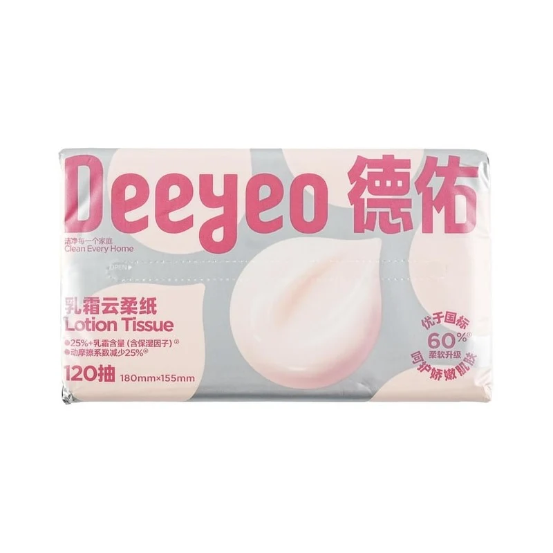 [Self-operated] China Deeyeo Deyou Cream Cloud Soft Paper Towel Cotton Soft Towel 120 Sheets Cream Tissue Paper Tissue Baby Can Use Super Soft Tissue