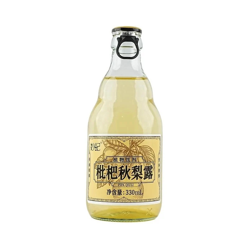 [Self-operated] China Miaoji Bear Bottle Loquat Autumn Pear Dew 330ml Plant Beverage Refreshing Throat Protection Autumn Vitality Fruit Juice Drink