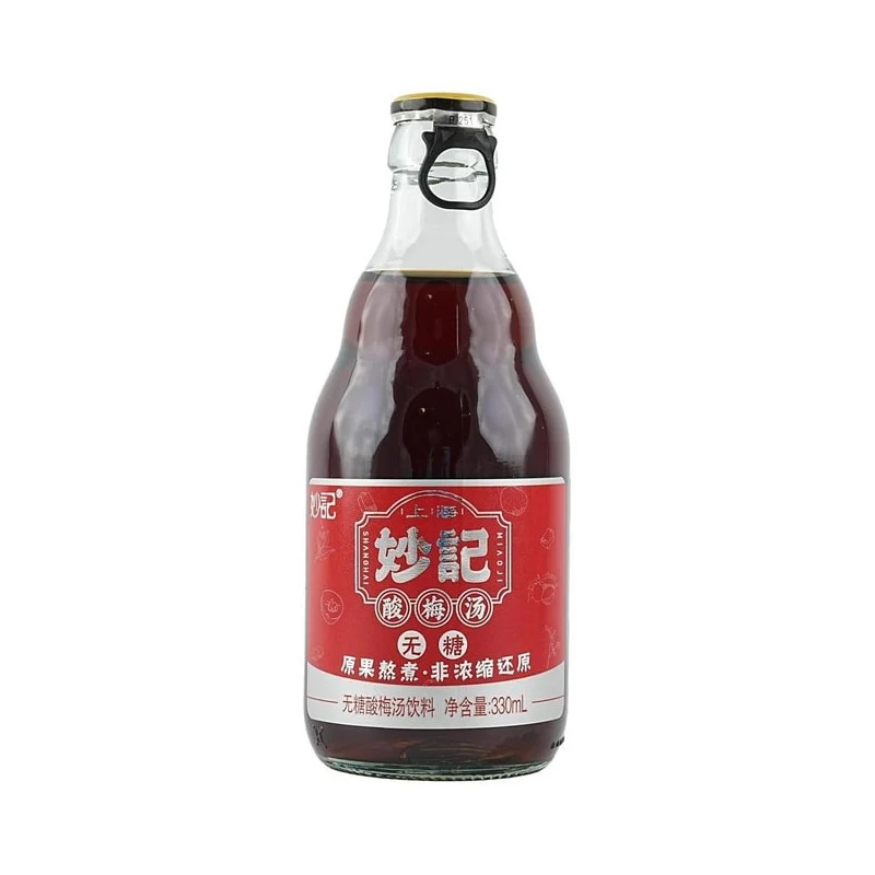 [Self-operated] China Miaoji Bear Bottle Sugar-free Plum Soup 330ml Original Fruit Boiled Non-blended Golden Sweet and Sour Ratio Relieving Grease and Spicy Juice Drink