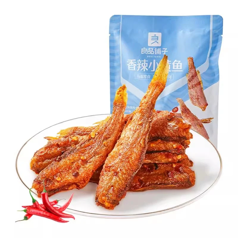 [Self-operated] China BESTORE Liangpinpu Spicy Small Yellow Croaker 118g Small Yellow Croaker Dried Snacks Instant Seafood Snacks
