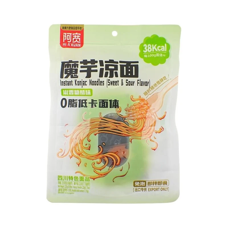 [Self-operated] China A Kuan Konjac Cold Noodles Pepper Flavor Sugar Vinegar Flavor 255g Cold Noodles Low Fat Instant Instant No Cooking Staple Food Low Calorie