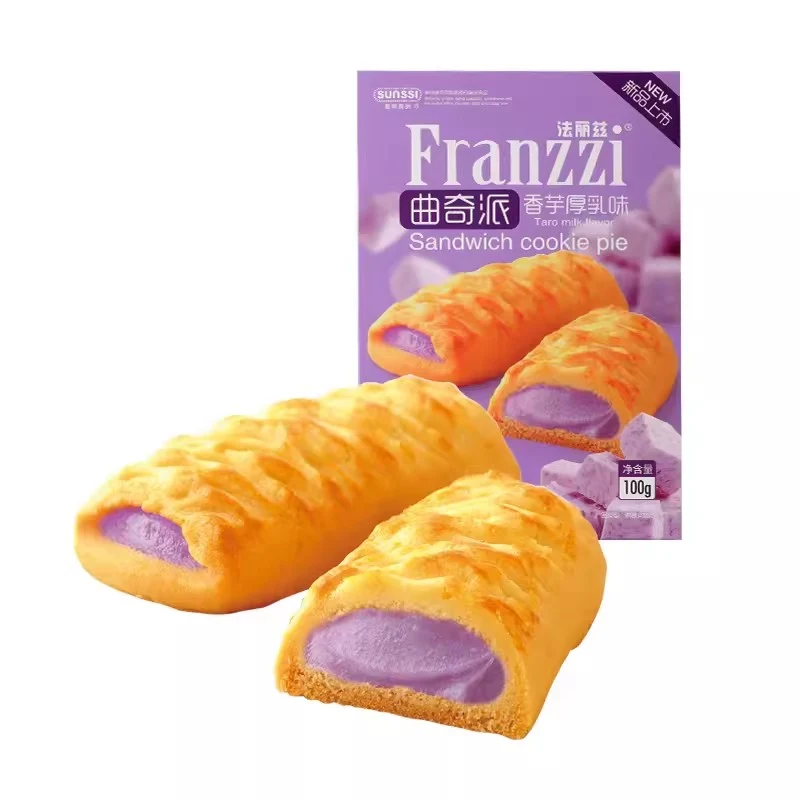 [Self-operated] China Franzzi Falizzi Cookie Pie Taro Thick Milk Flavor 100g Sandwich Egg Crisp Snack Afternoon Tea Nutrition Breakfast Dessert Cake