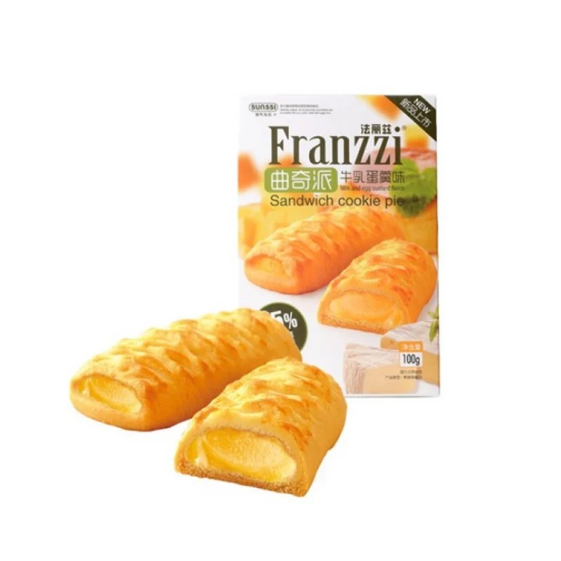 [Self-operated] China Franzzi Faliz Cookie Pie Milk Custard Flavor 100g Sandwich Egg Crisp Snack Afternoon Tea Nutrition Breakfast Dessert Cake