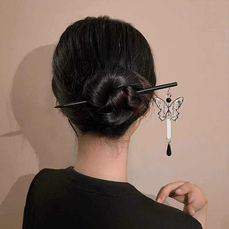 [US warehouse] Retro butterfly tassel hairpin girls new jewelry gift headdress hairpin Chinese Hanfu hairpin accessories