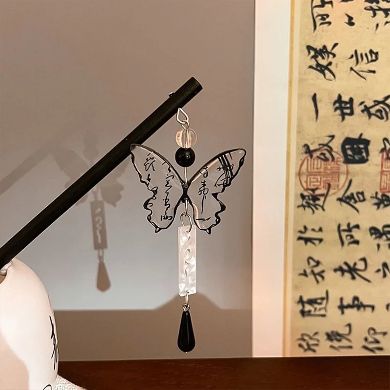 [US warehouse] Retro butterfly tassel hairpin girls new jewelry gift headdress hairpin Chinese Hanfu hairpin accessories