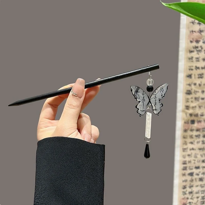 [US warehouse] Retro butterfly tassel hairpin girls new jewelry gift headdress hairpin Chinese Hanfu hairpin accessories