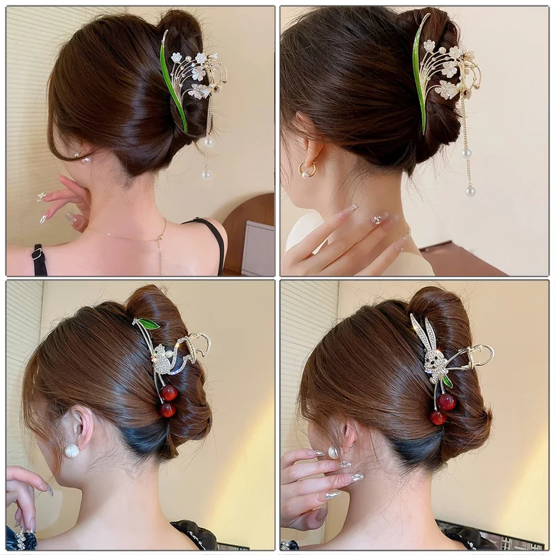 [US warehouse] Rhinestone luxury hairpins for women shiny colorful temperament hairpins hairpins girls pearl tassel chain hairpin accessories