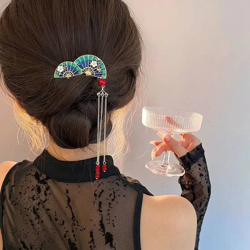 [US warehouse] New style ancient style bangs fan-shaped hair comb retro female hairpin hairpin hairpin female hair accessories