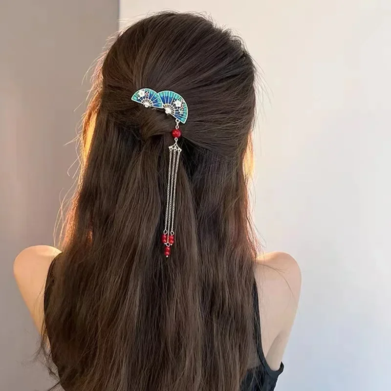 [US warehouse] New style ancient style bangs fan-shaped hair comb retro female hairpin hairpin hairpin female hair accessories