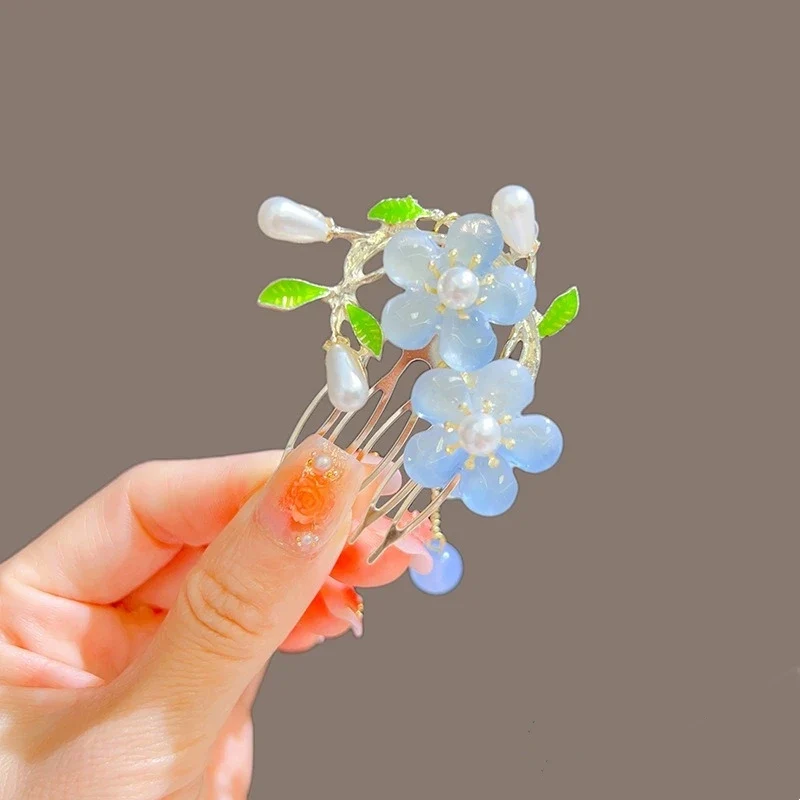 [US warehouse] New style ancient style bangs fan-shaped hair comb retro female hairpin hairpin hairpin female hair accessories