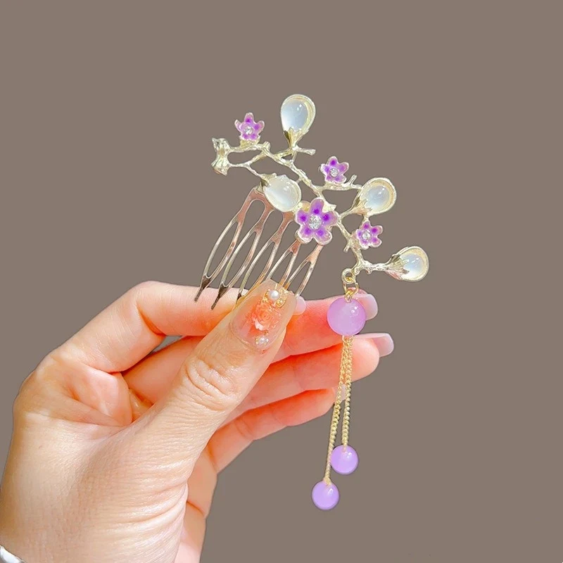[US warehouse] New style ancient style bangs fan-shaped hair comb retro female hairpin hairpin hairpin female hair accessories