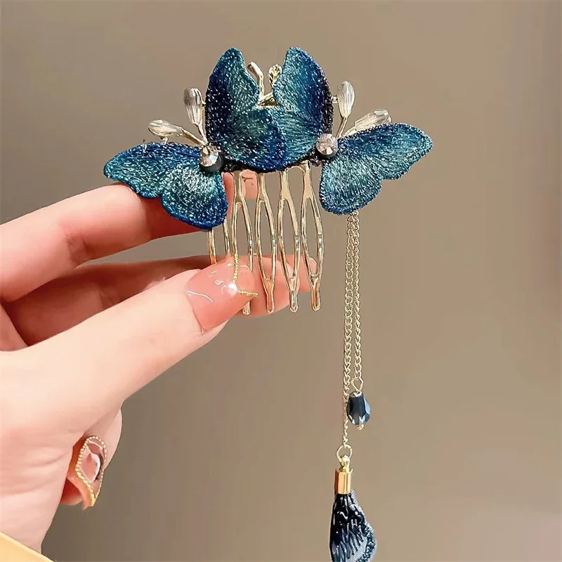 [US warehouse] New style ancient style bangs fan-shaped hair comb retro female hairpin hairpin hairpin female hair accessories