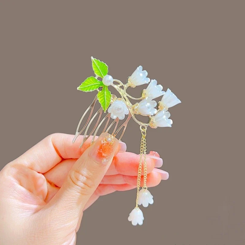 [US warehouse] New style ancient style bangs fan-shaped hair comb retro female hairpin hairpin hairpin female hair accessories