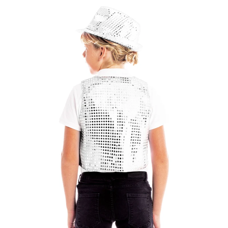 Pailletten Weste Eco Silber für Kinder