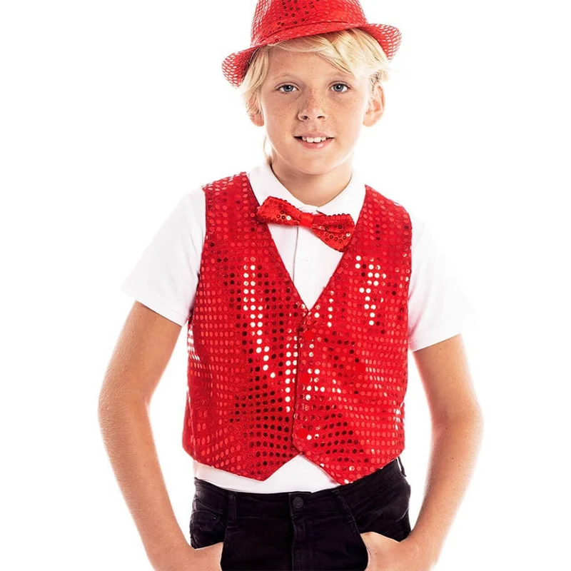 Pailletten Weste Eco rot für Kinder