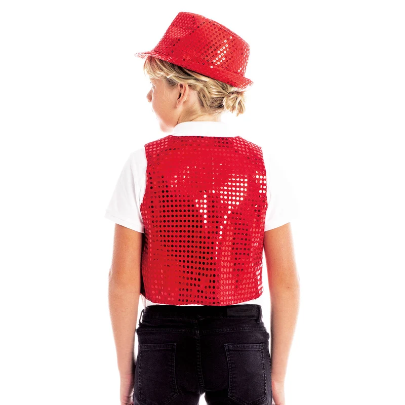 Pailletten Weste Eco rot für Kinder