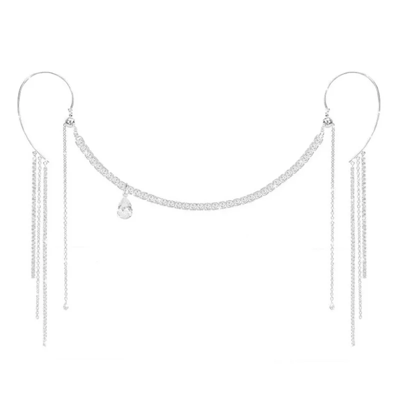 [US warehouse] Fashion sexy rhinestone water drop pendant face necklace jewelry women's luxury crystal cyberpunk face accessories
