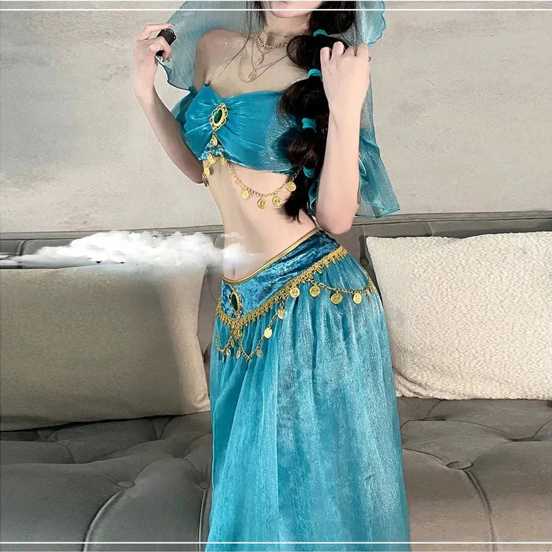 [US warehouse] Arabian princess costume Indian dance embroidery Bollywood Jasmine costume