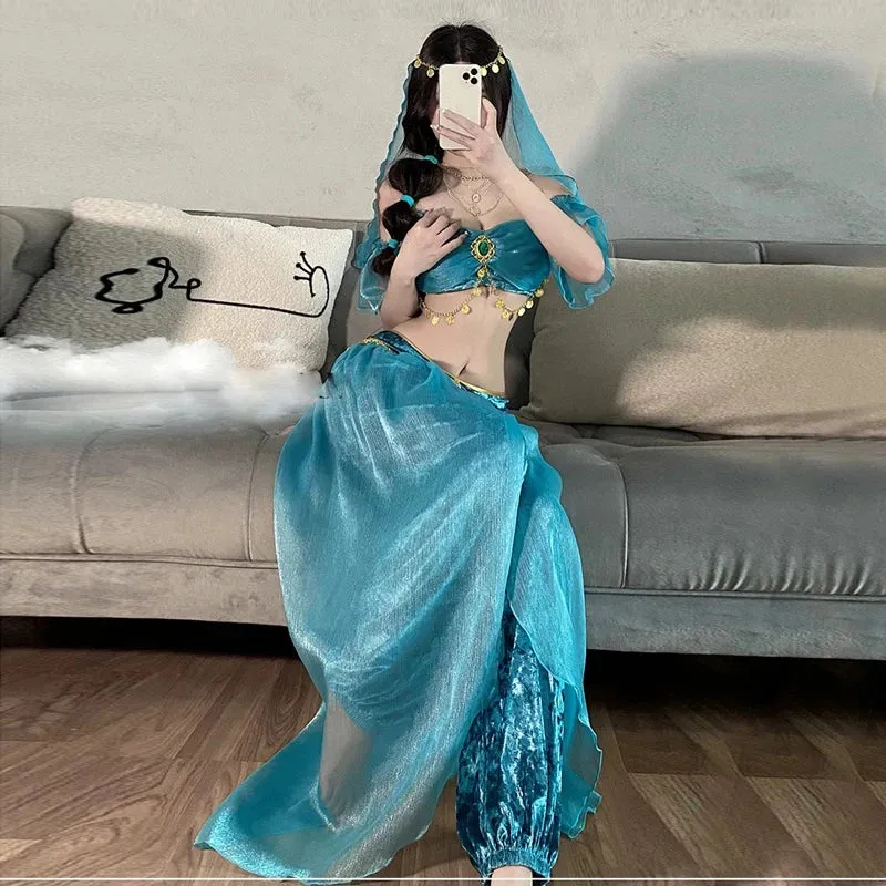 [US warehouse] Arabian princess costume Indian dance embroidery Bollywood Jasmine costume