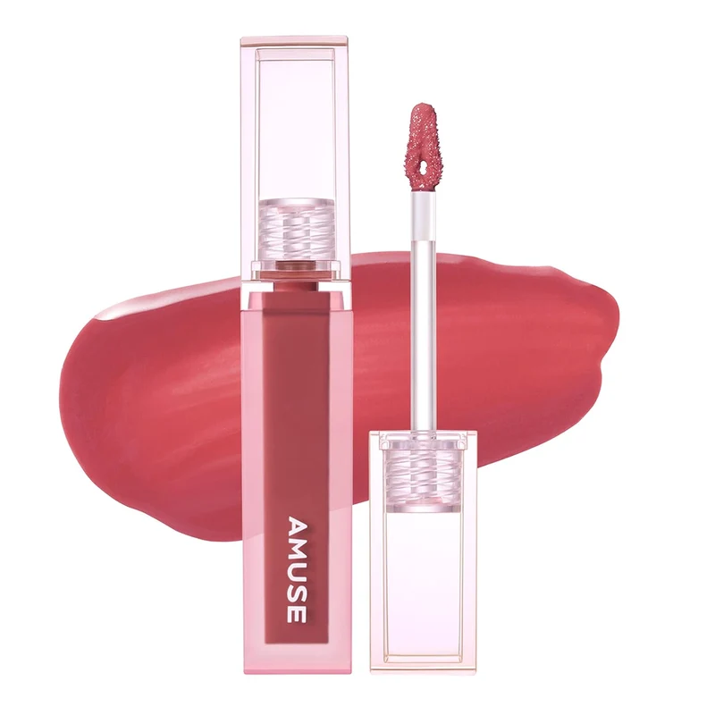 [Self-operated] Korean AMUSE Dewy Watery Lip Glaze #12 SUNDAY Sunday Dry Rose Nude 4g Zhang Yuanying's second generation 35% high moisture mirror water light natural three-dimensional easy to color not easy to fade moisturizing long-lasting