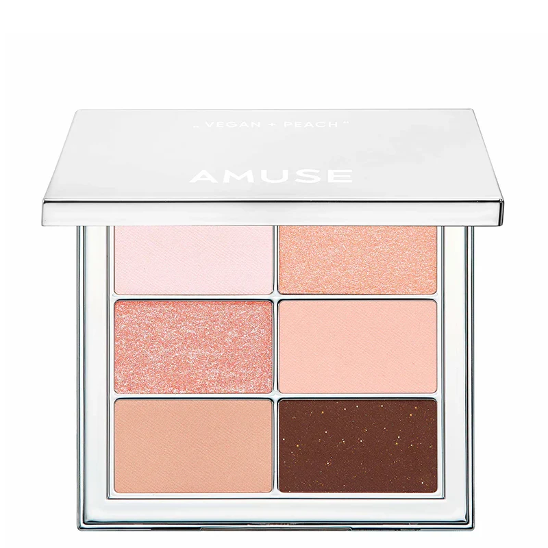 [Self-operated] Korean AMUSE six-color pearlescent eyeshadow palette #03 SHEER PEACH pearlescent peach color 9.6g easy to color modify contour makeup long-lasting
