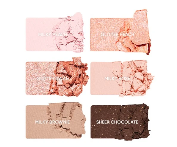 [Self-operated] Korean AMUSE six-color pearlescent eyeshadow palette #03 SHEER PEACH pearlescent peach color 9.6g easy to color modify contour makeup long-lasting