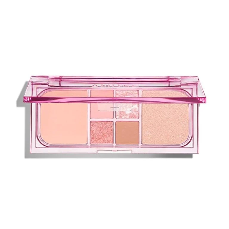 [Self-operated] Korean AMUSE Vegan face multi-functional blush eyeshadow palette #02 Peach Glow 16.3g Eye modification natural and long-lasting