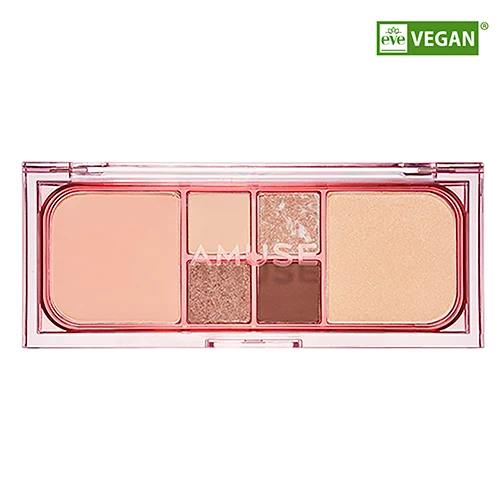 [Self-operated] Korean AMUSE Vegan face multi-functional blush eyeshadow palette #01 Moon Glow 16.3g Eye modification natural and long-lasting