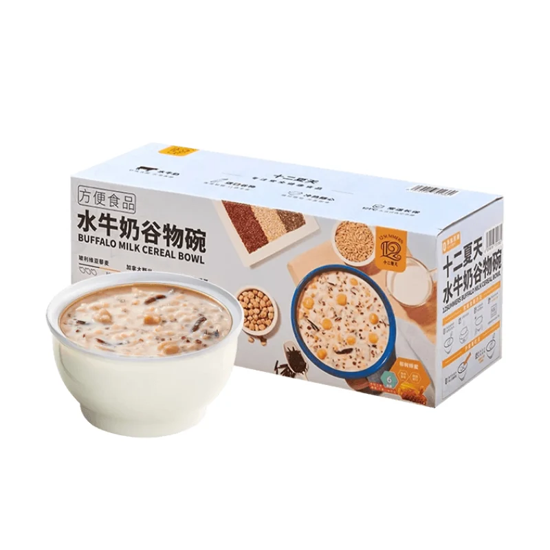 [Self-operated] China Twelve Summer Buffalo Milk Cereal Bowl 0 Sugar Edition 252g*6 bowls Ready-to-eat No-cooking Breakfast Meal Replacement Porridge