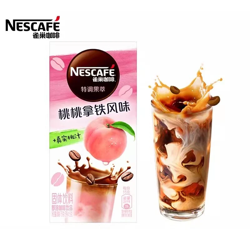 [Self-operated] China Nestle Nestle Special Fruit Extract Series Qinfeng Peach Flavor Coffee 15g*5 sticks/box Instant coffee for office study, refreshing and fitness