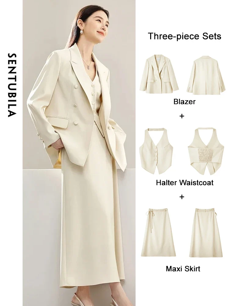 [US warehouse] SENTUBILA 3-piece suit skirt suit women's office ladies work clothes vest long skirt suit