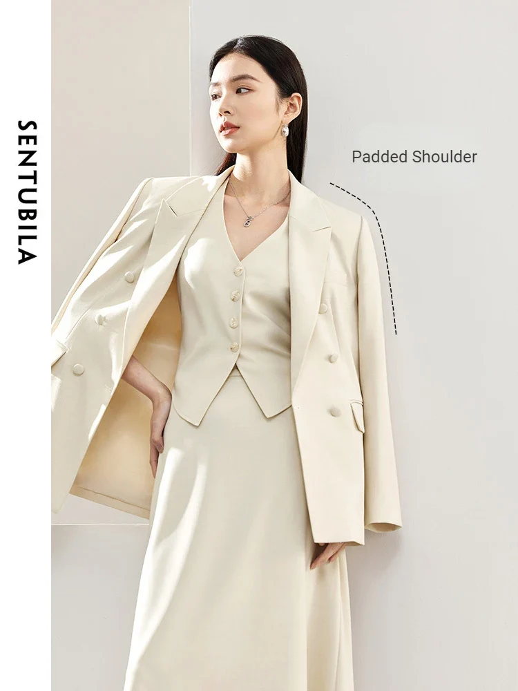 [US warehouse] SENTUBILA 3-piece suit skirt suit women's office ladies work clothes vest long skirt suit