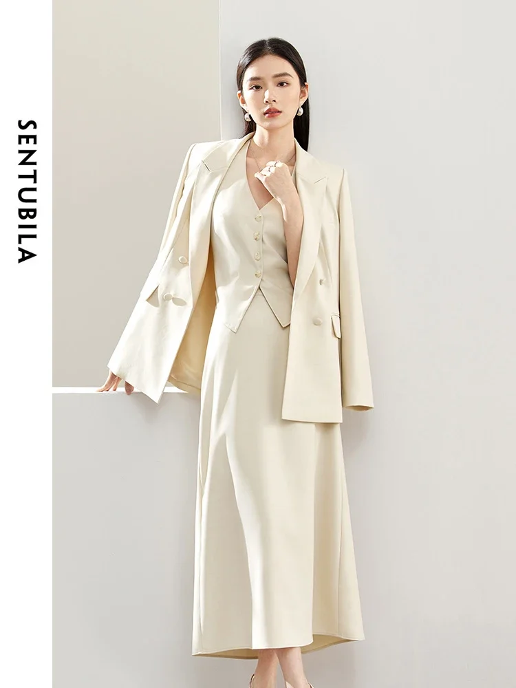[US warehouse] SENTUBILA 3-piece suit skirt suit women's office ladies work clothes vest long skirt suit