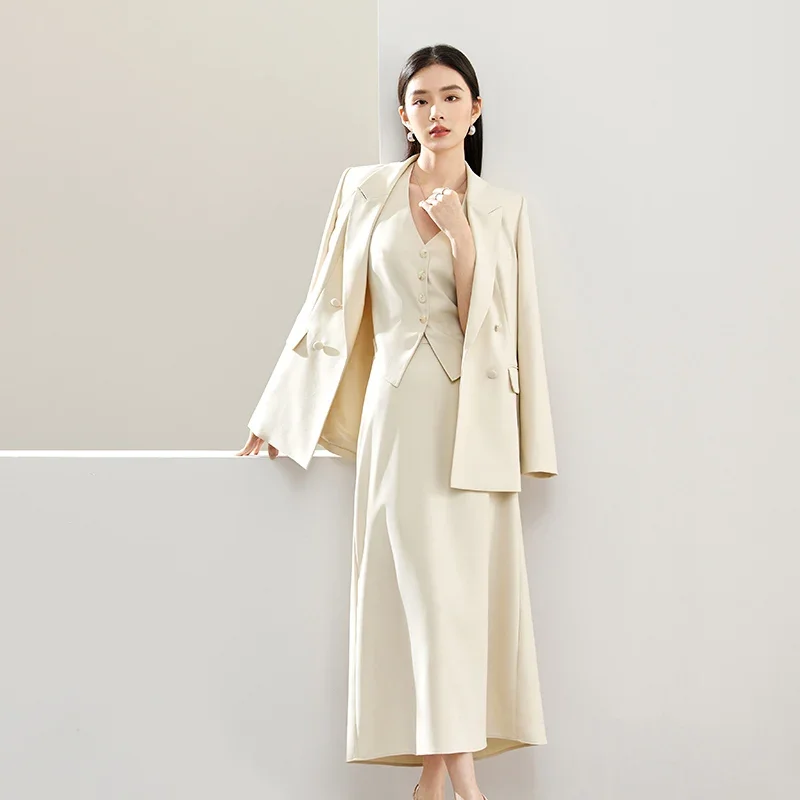 [US warehouse] SENTUBILA 3-piece suit skirt suit women's office ladies work clothes vest long skirt suit