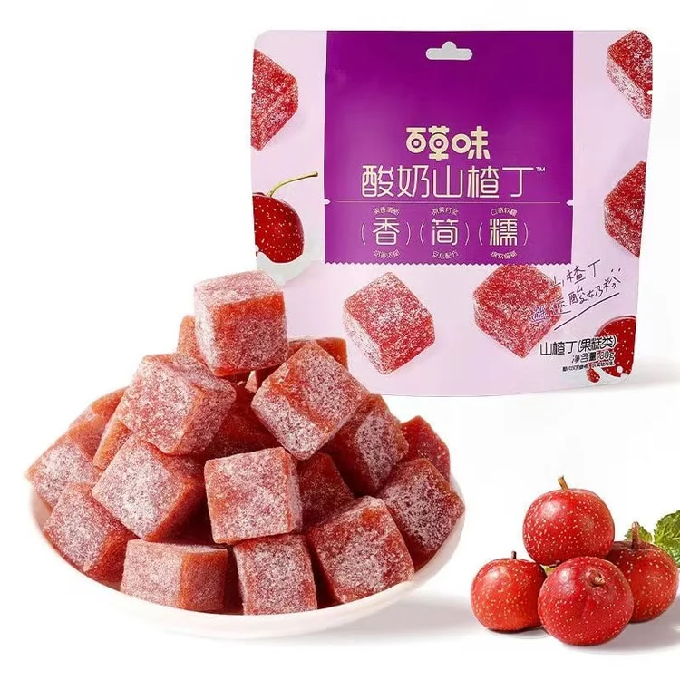 [Self-operated] China BE & CHEERY Baicaowei Yogurt Hawthorn Dices 80g Appetizer Snacks Internet Celebrity Snacks Milky Hawthorn Cake