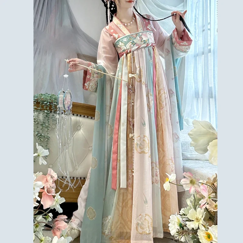 [US warehouse] Hanfu dress women's Chinese Tang Dynasty clothing ancient Hanfu traditional embroidered dress fairy