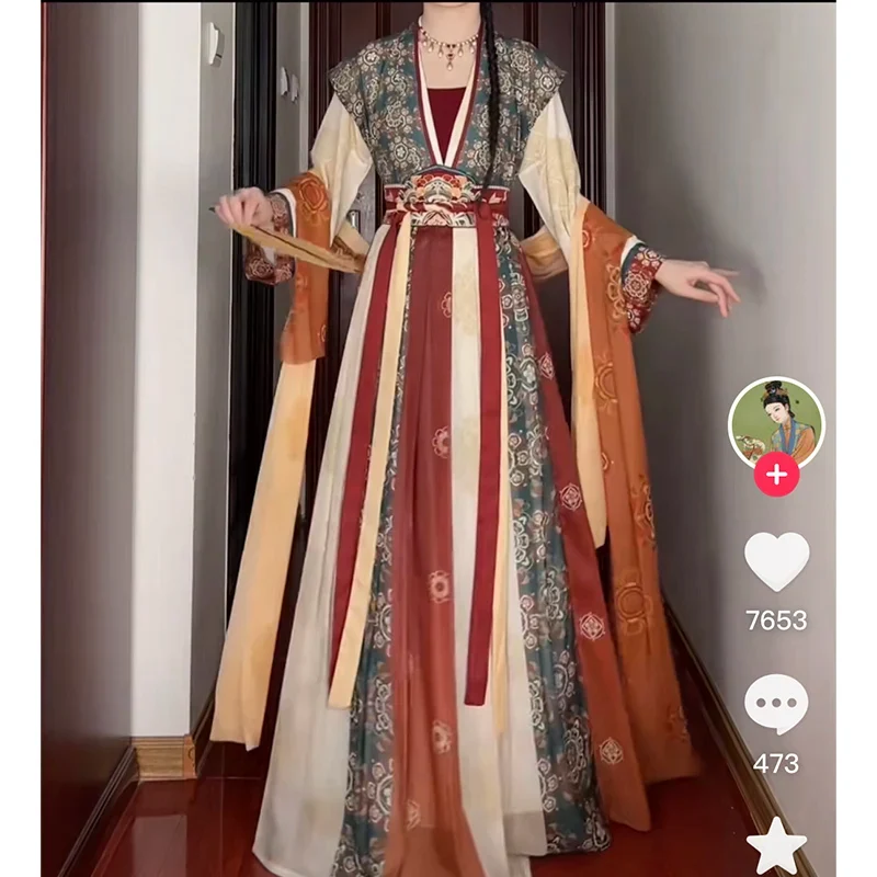 [US warehouse] Hanfu dress women's Chinese Tang Dynasty clothing ancient Hanfu traditional embroidered dress fairy
